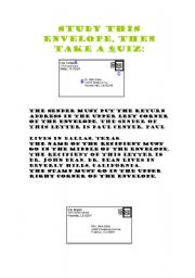 English Worksheet: interpretation of an envelope