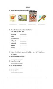 English Worksheet: SPORTS