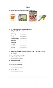 English worksheet: SPORTS