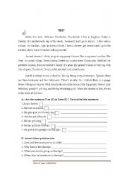 English Worksheet:  Present Simple/routine