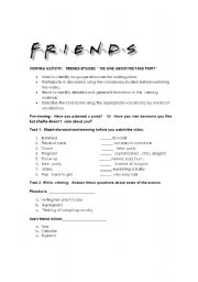 English Worksheet: Viewing Activity about Friends episode  The one about the fake party