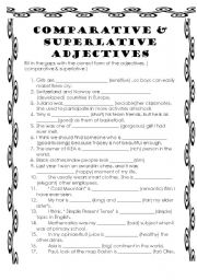 English Worksheet: comparative and superlative adjectives