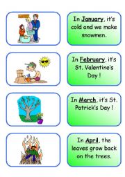 English Worksheet: Months of the Year - matching pairs cards