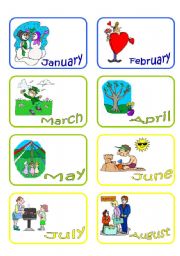 English Worksheet: Months Flashcards and Families Game