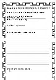 English Worksheet: A perfect speaking activity-- Radio presenter