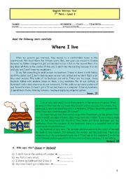 English Worksheet: test - where I live