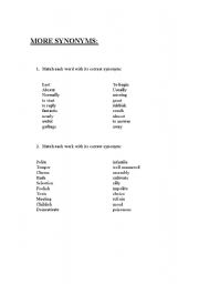 English Worksheet: Synonyms