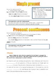 English Worksheet: simple present and present continuous