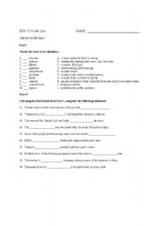 English worksheet: The Catcher in the Rye Vocabulary Quiz I