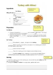 English worksheet: turkey with mlinci, recipe