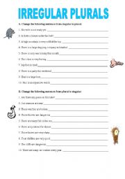 English Worksheet: Irregular plurals