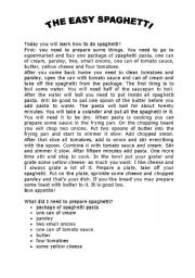 English Worksheet: How to do spaghetti?