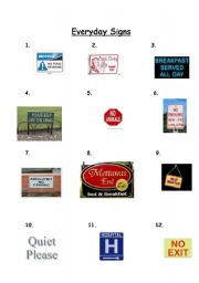 English Worksheet: Everyday Signs