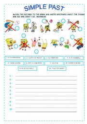 English Worksheet: SIMPLE PAST WITH SPONGE BOB