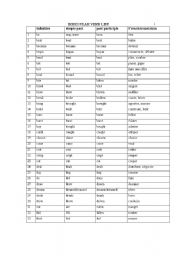English worksheet: the irregular verb list