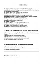 English worksheet: booking rooms