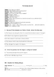 English Worksheet: dialogue at a restaurant