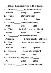 English Worksheet: Choose the correct word