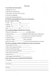 English worksheet: Verb tenses-Present, past, future