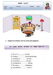 English Worksheet: PLACE PREPOSITIONS