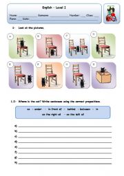 English Worksheet: PLACE PREPOSITIONS