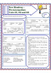 English Worksheet: New Headway - pre-intermediate - part 01