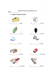 English worksheet: Measure Words and Quantifiers Test