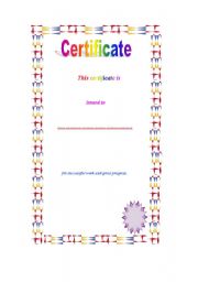 a certificate written in English just write the name of your student