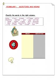 English worksheet: Adjectived and Nouns