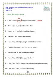 English worksheet: grammatical aspects