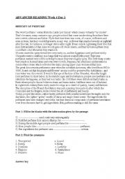 English Worksheet: HISTORY OF PERFUME