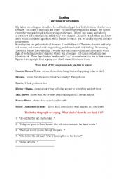 English Worksheet: Television Programmes