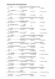 English Worksheet: Tenses: multiple choice questions