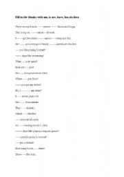 English Worksheet: activitiy am, is,are