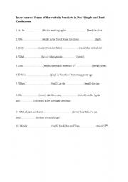 English worksheet: past simple and continuous