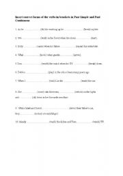 English Worksheet: past simple and continuous