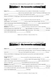 English Worksheet: dictation, fill in