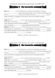 English worksheet: dictation, fill in