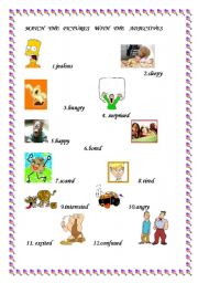 English worksheet: ADJECTIVES-DESCRIBING PEOPLE & FEELINGSwith answer key