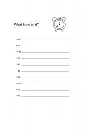 English worksheet: what time is it