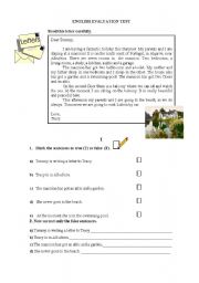 English Worksheet: reading comprehension