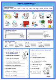 English Worksheet: what is Snoopy doing?