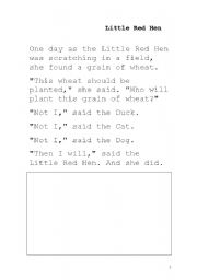 English Worksheet: Little Red Hen