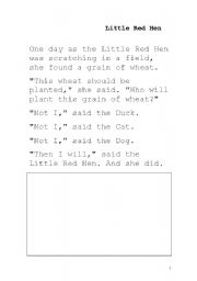 English worksheet: Little Red Hen