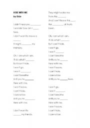 English worksheet: HERE WITH ME,  a song by Dido