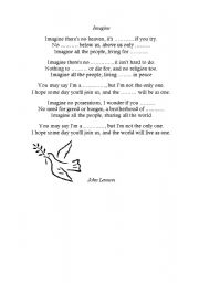 English Worksheet: Imagine, by John Lennon