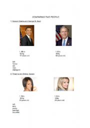 English worksheet: Comparing celebrities