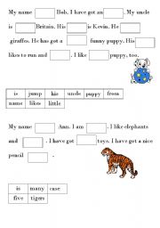 English Worksheet: Gaps