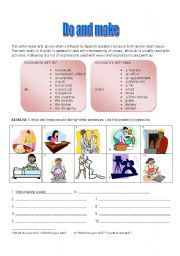 English Worksheet: Do vs. Make (2 pages)