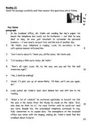 English worksheet: Reading passage